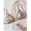 imageWomens Tropical Graphic High Cut Bikini Sets Spaghetti Strap Triangle Wireless Bathing Suit SwimsuitMulticoloured