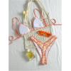 imageWomens Tropical Graphic High Cut Bikini Sets Spaghetti Strap Triangle Wireless Bathing Suit SwimsuitOrange