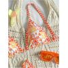 imageWomens Tropical Graphic High Cut Bikini Sets Spaghetti Strap Triangle Wireless Bathing Suit SwimsuitOrange