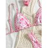 imageWomens Tropical Graphic High Cut Bikini Sets Spaghetti Strap Triangle Wireless Bathing Suit SwimsuitPink