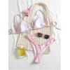 imageWomens Tropical Graphic High Cut Bikini Sets Spaghetti Strap Triangle Wireless Bathing Suit SwimsuitPink