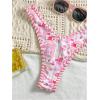 imageWomens Tropical Graphic High Cut Bikini Sets Spaghetti Strap Triangle Wireless Bathing Suit SwimsuitPink