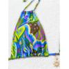 imageWomens Two Piece Boho Graphic String Bikini Sets Graphic Halter Neck Bathing Suit Tie Side SwimsuitBlue Green