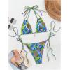 imageWomens Two Piece Boho Graphic String Bikini Sets Graphic Halter Neck Bathing Suit Tie Side SwimsuitBlue Green