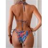 imageWomens Two Piece Boho Graphic String Bikini Sets Graphic Halter Neck Bathing Suit Tie Side SwimsuitMulticolor