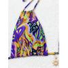 imageWomens Two Piece Boho Graphic String Bikini Sets Graphic Halter Neck Bathing Suit Tie Side SwimsuitPurple Orange