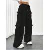 imageWomens Wide Leg Sweatpants Drawstring Waist Baggy Cargo Pants Casual Trousers with PocketsBlack