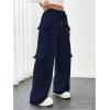 imageWomens Wide Leg Sweatpants Drawstring Waist Baggy Cargo Pants Casual Trousers with PocketsDeep Blue