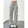imageWomens Wide Leg Sweatpants Drawstring Waist Baggy Cargo Pants Casual Trousers with PocketsGrey
