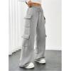imageWomens Wide Leg Sweatpants Drawstring Waist Baggy Cargo Pants Casual Trousers with PocketsGrey