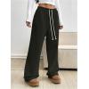 imageWomens Wide Leg Sweatpants Low Drawstring Waist Workout Track Pants Baggy TrousersArmy Green