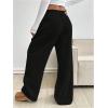 imageWomens Wide Leg Sweatpants Low Drawstring Waist Workout Track Pants Baggy TrousersBlack