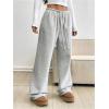 imageWomens Wide Leg Sweatpants Low Drawstring Waist Workout Track Pants Baggy TrousersGrey