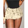 imageWomens Y2K Sequin Fuzzy Mini Shorts Elastic Waist Low Rise Glitter Party Shorts BottomsApricot