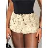 imageWomens Y2K Sequin Fuzzy Mini Shorts Elastic Waist Low Rise Glitter Party Shorts BottomsApricot