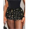 imageWomens Y2K Sequin Fuzzy Mini Shorts Elastic Waist Low Rise Glitter Party Shorts BottomsSequin Black