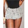 imageWomens Y2K Sequin Fuzzy Mini Shorts Elastic Waist Low Rise Glitter Party Shorts BottomsSilver