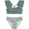 imageGirls 2 Piece Floral Ruffle Swimsuit Set Crisscross Back Bathing Suit Cute SwimwearGreen