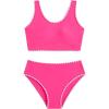 imageGirls 2 Pieces Swimwear Set Scoop Neck Tank Tops and Bikini Bottoms BeachwearHot Pink