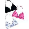 imageGirls 3 Packs Floral Halter Bikini Tops Wireless Padded Bathing Suit Tops Swimsuit BrasMulticolor Print