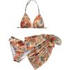 imageGirls 3 Piece Swimsuit Boho Floral Halter Triangle Bathing Suit with Beach Cover Up SkirtMulticolor