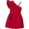 imageGirls Cold Shoulder Ruffle Cap Sleeve Romper Casual Summer Shorts Jumpsuit TopsRed