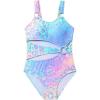 imageGirls Leopard Tie Dye One Piece Swimsuit Cut Out Sleeveless Padded Bathing Suit BeachwearMulticolor