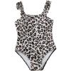 imageGirls One Piece Swimsuit Leopard Print Spaghetti Strap Ruffle Bathing Suit BeachwearMulticolor
