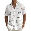 imageMens Tropical Print Button Down Shirts Short Sleeve Collared Vacation Beach Summer Casual ShirtsWhite