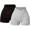 imageWomens 2 Pack Crossover V Waist Skinny Mini Shorts Casual Workout Sports Track ShortsMulticolor