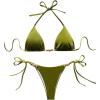 imageWomens 2 Piece Beaded String Bikini Sets Triangle Halter Neck Bathing Suit Padded SwimsuitGreen