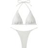imageWomens 2 Piece Bikini Set Halter Triangle Ring Swimsuit High Cut Beach Bathing SuitWhite