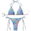 imageWomens 2 Piece Bikini Set Tie Side Halter Triangle Bathing Suit Summer BeachwearLight Blue