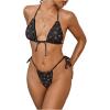 imageWomens 2 Piece Cherry Graphic Swimsuit Tie Front Triangle Micro Bikini Set Tie Side Thongs SwimsuitMulticolor