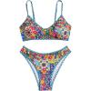 imageWomens 2 Piece Floral Boho High Cut Bikini Sets Wireless Swimsuit Bathing SuitMulticolor