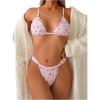 imageWomens 2 Piece Graphic Bikini Set Floral Cherry Print Triangle Swimsuit Cute Bathing SuitPink