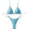 imageWomens 2 Piece High Cut Swimsuit Halter Triangle Ruched Bikini Sets Vacation Bathing SuitPure Blue