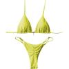 imageWomens 2 Piece High Cut Swimsuit Halter Triangle Ruched Bikini Sets Vacation Bathing SuitPure Yellow