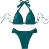 imageWomens 2 Piece Knot Swimsuit Backless Halter String Bikini Bathing Suit Vacation Cruise OutfitTeal Blue