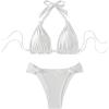 imageWomens 2 Piece Knot Swimsuit Backless Halter String Bikini Bathing Suit Vacation Cruise OutfitWhite