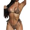 imageWomens 2 Piece Leopard Print Micro Bikini Sets Halter Backless String Bathing Suit Tie Side SwimsuitBrown