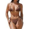 imageWomens 2 Piece Shell String Bikini Sets Backless Tie Side Triangle Swimsuit Boho Bathing SuitCoffee Brown