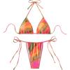 imageWomens 2 Piece Tie Dye Rhinestone Bikini Sets Halter Triangle Boho Bathing Suit Padded SwimsuitOrange
