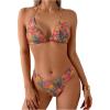 imageWomens 2 Piece Tropical High Cut Bikini Sets Tie Back Triangle Bathing Suit Boho SwimwearMulticolor