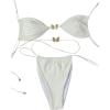 imageWomens 2 Pieces Swimwear Set Basic Halter Swimsuit Backless Low Waist BikiniWhite