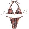 imageWomens 2 Pieces Underwear Set Floral Halter Triangle Swimsuit Graphic Bikini Set Boho BeachwearMulticolor