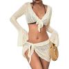 imageWomens 4 Piece Bikini Sets Sexy Cheeky Swimsuit Bathing Suit Cover Up Sheer Mesh Skirts Set Swim SuitsYellow