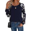 imageWomens Camo Print Long Sleeve Tee Tops Casual Crewneck Tees Shirts Casual Fall T ShirtDeep Blue