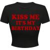 imageWomens Cherry Leopard T Shirts Crew Neck Short Sleeve Graphic Tees Slim Fit Crop TopsBlack and Red