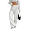 imageWomens Drawstring Waist Wide Leg Pants Trousers Casual Loose Sports SweatpantsWhite